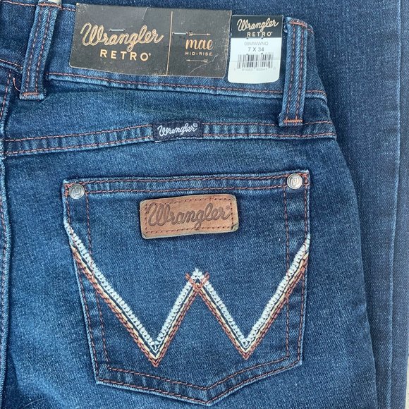 Wrangler Mae Trouser Jeans Mid Rise in Quinn Wide Leg Size 7 NWT - Picture 2 of 7